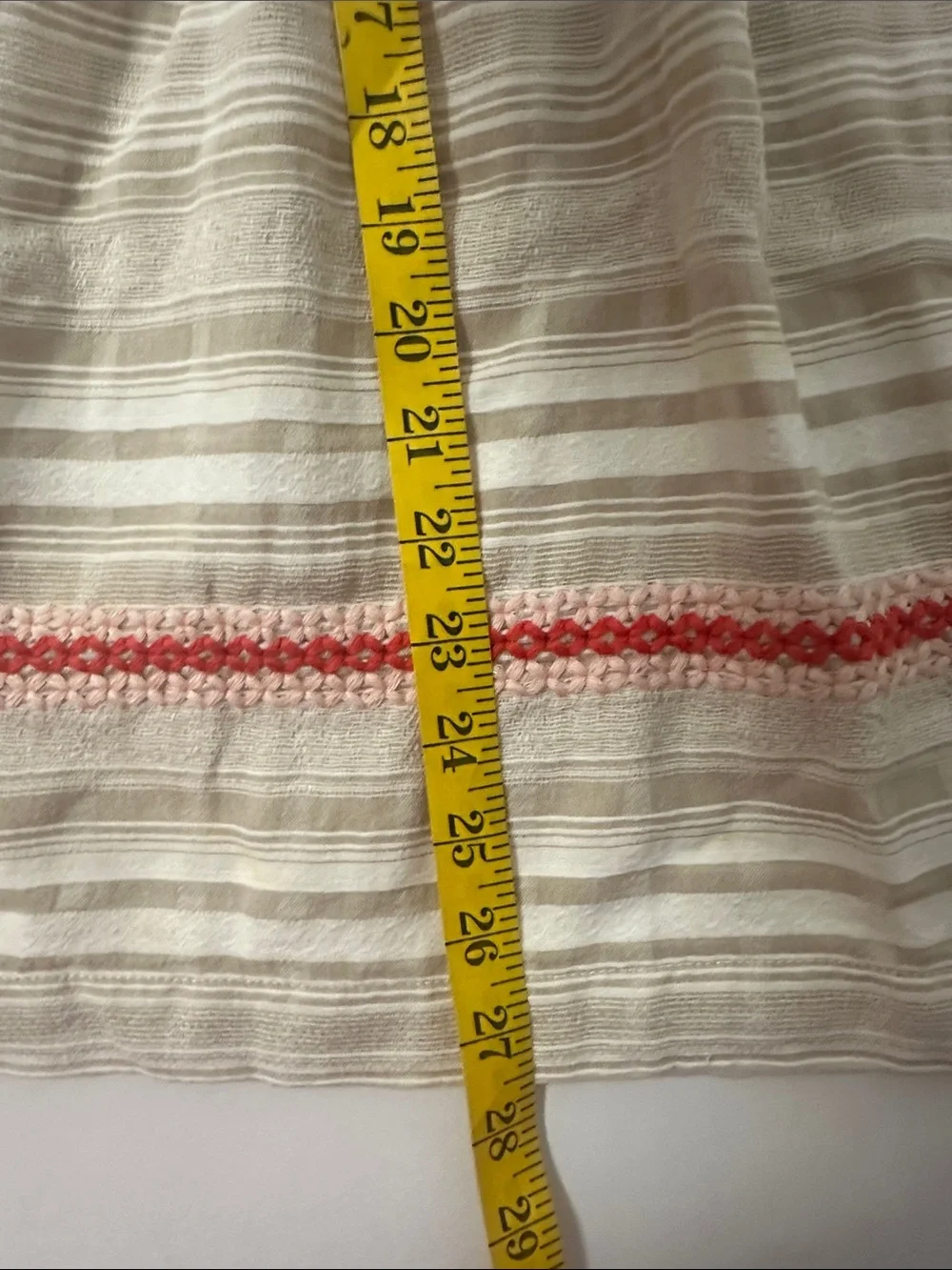 Nordstrom Girls Cream Striped Halter Dress with Coral Trim